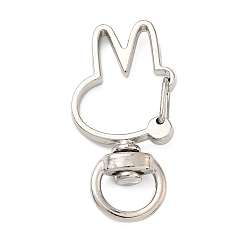 Платина Застежками сплава поворотные, кролик, платина, 35.5x18.5x6 мм, отверстие : 9x4.5 мм
