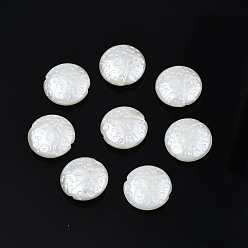 Creamy White ABS Plastic Imitation Pearl Beads, Flat Round, Creamy White, 14x5.5mm, Hole: 1.4mm, about 900pcs/500g