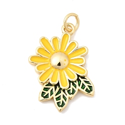 Настоящее золото 18K Латунь эмаль подвески, , без кадмия и без свинца, долговечный, стойки покрытие, реальный 18 k позолоченный, 24x18.5x3 мм, отверстие : 3.3 мм