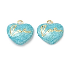 Голубой Латунь эмаль подвески, сердце прелести, долговечный, стойки покрытие, без свинца и без кадмия, реальный 18 k позолоченный, голубой, 21.5x21x9 мм, отверстие : 2.5 мм