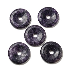 Lepidolite Natural Lepidolite Pendants, Donut/Pi Disc Charms, 50x6.5~7.5mm, Hole: 10mm