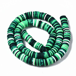 Green Handmade Polymer Clay Beads Strands, for DIY Jewelry Crafts Supplies, Heishi Beads, Disc/Flat Round, Green, 8x0.5mm, Hole: 2mm, about 320~447pcs/strand, 15.75 inch~16.14 inch(40~41cm)