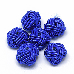 Blue Polyester & Cotton Woven Beads, Half Drilled, Half Round, Blue, 14~17x16~22x17~23mm, Half Hole: 8~16mm