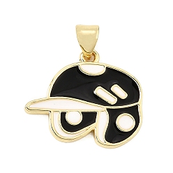 Hat Baseball Alloy Enamel Pendants, Golden, Hat Charms, 17.5x20.5x2mm, Hole: 4x3.5mm