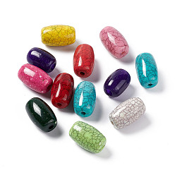 Mixed Color Crackle Opaque Acrylic European Beads, Large Hole Beads, Imitation Turquoise, Column, Mixed Color, 27x16mm, Hole: 6mm, about 100pcs/500g