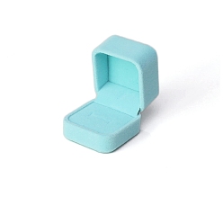 Бирюза Коробки ювелирных изделий бархата, подарочные коробки для колец, прямоугольные, бирюзовые, 5x4.5x4 см