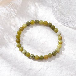 Нефрит Браслеты из натурального китайского нефрита с круглыми бусинами для женщин и мужчин, внутренний диаметр: 2-1/8 дюйм (5.5 см)