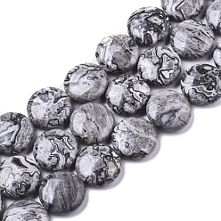 Камень Карты Натуральный камень-карта / камень пикассо / нити из бисера пикассо, плоско-круглые, 20x7 мм, отверстие : 1 мм, около 20 шт / нитка, 15.75 дюйм ~ 16.53 дюйм (40~42 см)