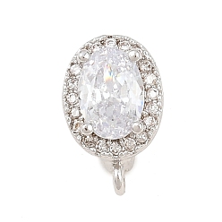 Платина Латунные микропаве прозрачные кубические циркониевые усилители укороченные кулоны, навесные поручительства, с петлей, овальные амулеты, без кадмия и без свинца, стойки покрытие, долговечный, платина, 12.5x8x8.5 мм, отверстие : 1.2 мм