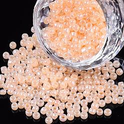 Bisque Glass Seed Beads, Ceylon, Round, Bisque, 4mm, Hole: 1.5mm, about 4500pcs/pound