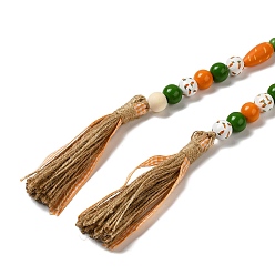 Colorful Wood Beaded Garland Hanging Ornament, with Tassels for Easter Decorations, Colorful, 850mm