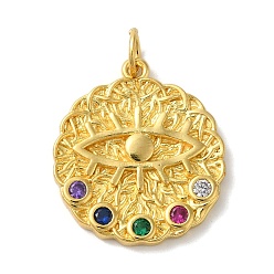 Золотой Стойка металлическая латунная микропрофилированная кубическая циркония подвески, с целью перехода в кольце, долговечный, без свинца и без кадмия, плоские круглые с глаз, золотые, 20.4x18x3.5 мм, отверстие : 3 мм