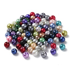 Mixed Color Baking Painted Pearlized Glass Pearl Round Bead Strands, Mixed Color, 8mm, Hole: 1mm, about 772pcs/500g