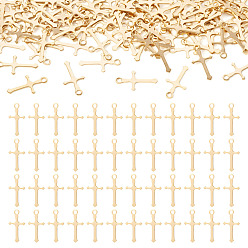 Настоящее золото 24K 100 латунные подвески шт., без кадмия и без свинца, крест прелести, реальный 24 k позолоченный, 12.5x7x0.5 мм, отверстие : 1.2 мм