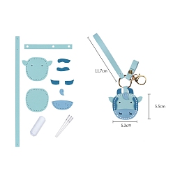 Небесно-голубой Наборы для изготовления брелоков из кожи крупного рогатого скота своими руками, голубой, 55x53 мм