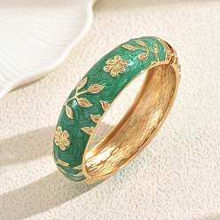 Зеленый Винтажные элегантные цветочные браслеты из сплава с шарнирами для женской праздничной одежды, зелёные, внутренний диаметр: 2-3/8 дюйм (6 см)