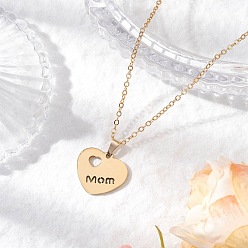 Сердце День матери 304 ожерелье из нержавеющей стали с подвеской, ожерелья-цепочки из латуни для женщин, золотые, мамино сердце, 15.75 дюйм (40 см)