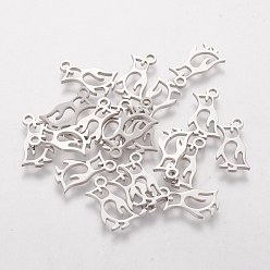 Stainless Steel Color 201 Stainless Steel Charms, Penguin, Stainless Steel Color, 14x7x1mm, Hole: 1.5mm