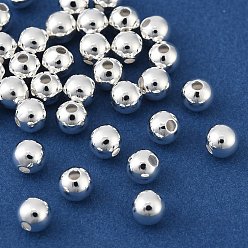 Серебро Латунные бусины, без свинца, без кадмии и без никеля, круглые, серебряные, 5.5x5 мм, отверстие : 1.5 мм