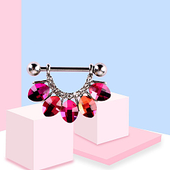 Фуксиновый 304 и 316 хирургические кольца для сосков из нержавеющей стали, со стразами, красно-фиолетовые, 19 мм