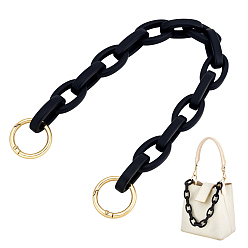 Черный Полимерная кабельная цепь цепочки для сумок, С кольцами из сплава цинка, для замены ремня сумки, золотой свет, чёрные, 405 мм