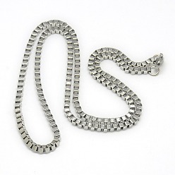 Нержавеющая Сталь Цвет Устойчивые к потускнению модные унисекс 201 ожерелья из нержавеющей стали с цепочкой, с карабин-лобстерами , цвет нержавеющей стали, 21.85 дюйм (55.5 см)