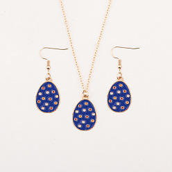 Темно-Синий Комплект из подвески и сережек-подвесок из эмалированного сплава в виде пасхального яйца, темно-синий, 18.11 дюйм (460 мм)