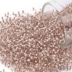 (1069) Soft Misty Rose Lined Crystal Тохо 11/0 круглые бусины, японский бисер, (1069) мягкий кристалл с окантовкой из розовых роз, 11/0, 2.2 мм, отверстие : 0.8 мм, Около 1110 шт / 10 г