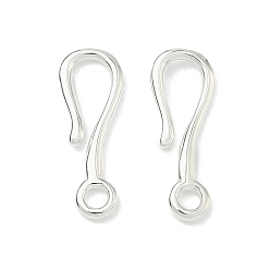 Серебро 925 застежки-крючки из стерлингового серебра, серебряные, 15x5.5x1 мм, отверстие : 1.6 мм
