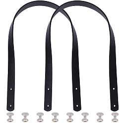 Черный 2 шт. ремни для сумок из искусственной кожи с заклепками, с железными винтами и гайками, платина, чёрные, 600x18x3 мм