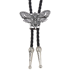 Античное Серебро Ожерелья-лариаты из черного искусственного меха с изображением черепа моли из сплава для женщин и мужчин, античное серебро, 34.65 дюйм (88 см)