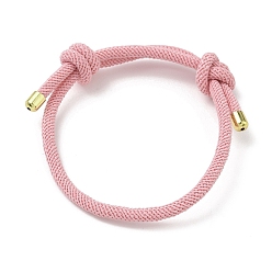 Pink Регулируемый нейлоновый круглый миланский шнур для изготовления браслетов, с конца шнура латуни, золотые, розовые, внутренний диаметр: 2.32~2.68 дюйм (5.9~6.8 см), 3.5 мм