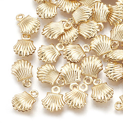 Real 18K Gold Plated Brass Charms, Real 18K Gold Plated, Shell, 10.5x7.5x3mm, Hole: 1mm