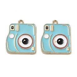Небесно-голубой Стойки обшивки сплава эмали подвески, без никеля , очарование камеры, золотые, голубой, 22x18x1.5 мм, отверстие : 1.6 мм