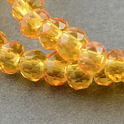 Orange Transparent Glass Beads Strands, Faceted, Rondelle, Orange, 3x2mm, Hole: 0.5mm, about 160~165pcs/strand, 15.35 inch~15.75 inch(39~40cm)