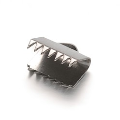 Нержавеющая Сталь Цвет Устойчив к потускнению 304 концы ленты из нержавеющей стали с обжимом, прямоугольные, цвет нержавеющей стали, 9.5x10.5 мм, отверстие : 3x2 мм