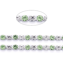 Перидот 304 цепочки из страз из нержавеющей стали, с катушкой, горный хрусталь чашка цепи, цвет нержавеющей стали, перидот, 3x3x2.7 мм, около 32.8 футов (10 м) / рулон.