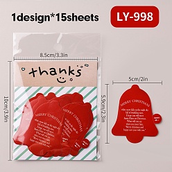 Колокол Самоклеящиеся наклейки на рождественскую тематику, для украшения подарков, колокол, 56x50x0.2 мм, листы/мешок