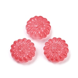 Индийский Красный Прозрачные стеклянные бусины, цветы, спекающийся лак, Индийская красная, 16x15.5x7.5 мм, отверстие : 1.2 мм