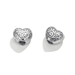 Нержавеющая Сталь Цвет 304 из нержавеющей стали бусы, сердце, цвет нержавеющей стали, 5x6.5x4 мм, отверстие : 1.8 мм