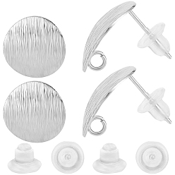 Платинированный 20 шт. Детали из латуни для ушей, с петлей, плоско-круглые, без никеля , с 20 пластиковыми ушными гайками, Реальная платина, 15 мм, отверстие : 2 мм