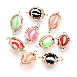 (52) Непрозрачная лаванда Шарики-соединители из полимерной глины и овальной рамки CCB, с латунными двойными петлями, золотые, разноцветные, 21~22x12x8.5~9 мм, отверстие : 1~1.8 мм