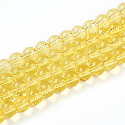 Золотистый Краска для выпечки, прозрачные стеклянные бусины, нити, круглые, золотые, 6~6.5 мм, отверстие : 1.2 мм, около 138~142 шт / нитка, 29.53~30.31 дюйм (75~77 см)