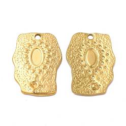 Golden Ion Plating(IP) 304 Stainless Steel Pendant Cabochon Settings, Nuggets, Golden, Tray: 6.5x4mm, Fit for Rhinestone: 1.6mm, 24.5x18x1.5mm, Hole: 1.8mm