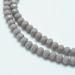 Серый Непрозрачный сплошной цвет хрустальное стекло круглые бусины пряди, граненые, серые, 4x3 мм, отверстие : 1 мм, около 135 шт / нитка, 17.9 дюйм