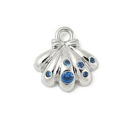 Платина Латунные микро проложить кубического циркония прелести, без кадмия, без никеля и без свинца, формы раковины, платина, 10x10x2.5 мм, отверстие : 1.5 мм