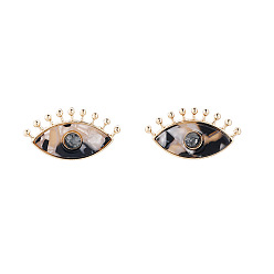 Eye Серьги-гвоздики из сплава, стразов и акрила., золотые, глаз, 20x35 мм