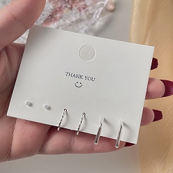 Посеребрённый 3 пары антикоррозийных изысканных латунных сережек-гвоздиков для девочек и женщин, разнообразные, 925 серебро покрытием, Размер упаковки: 75x75 mm