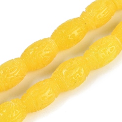 Золотистый Нити резных бусин из синтетического коралла, окрашенные, баррель, золотые, 15.5x10.5 мм, отверстие : 1.5 мм, около 23 шт / нитка, 14.57'' (37 см)
