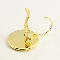 Golden Brass Leverback Earring Findings, Lead Free and Cadmium Free, Golden, 30x18mm, Tray: 16mm